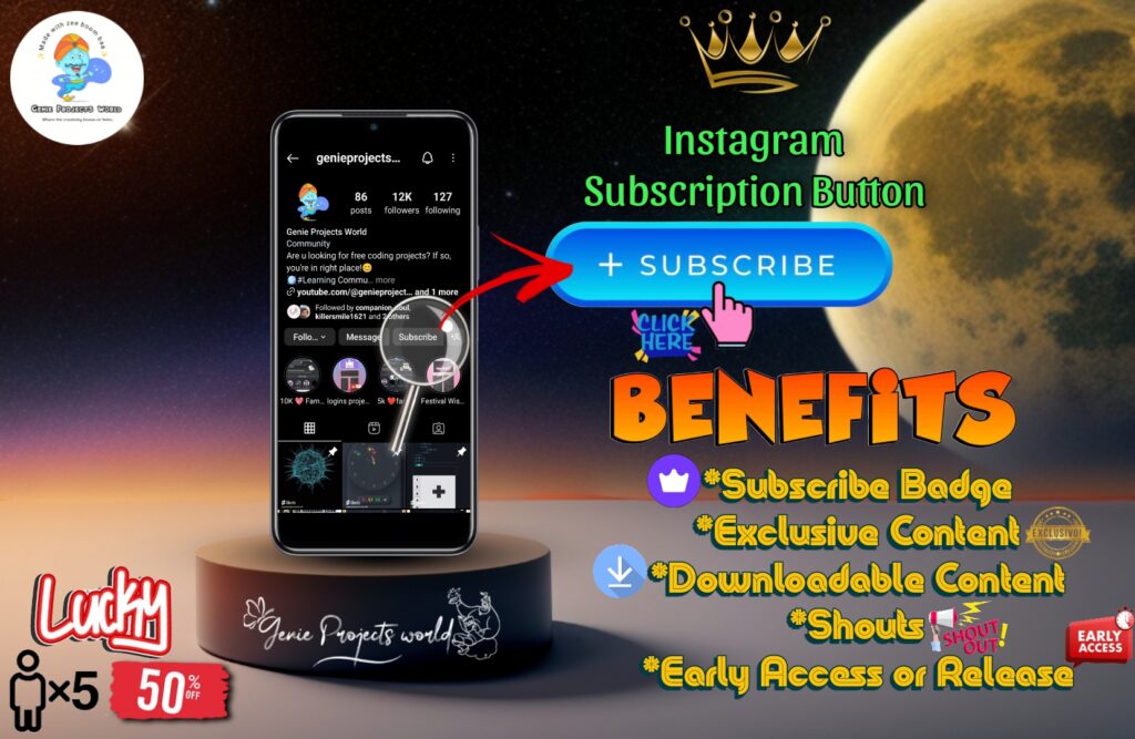 Genie Projects World Instagram Subscription Notice