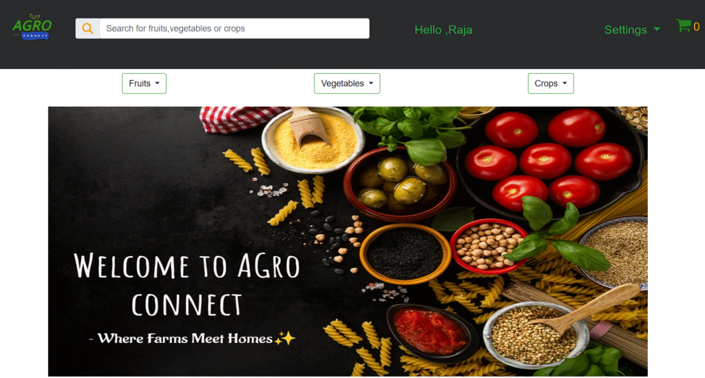 Farmers Ecommerce Portal - Buyers Homepage