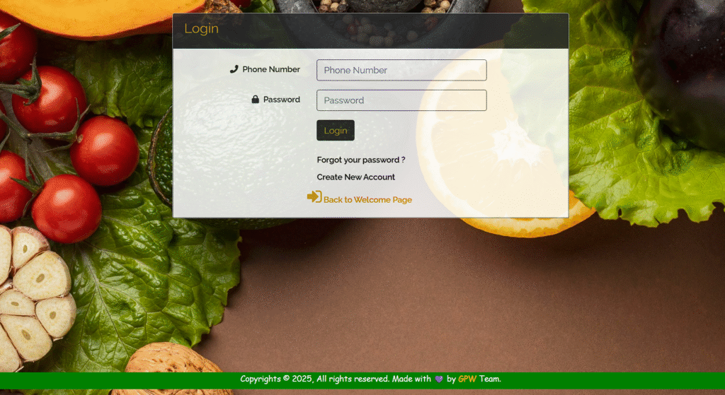 Agro Connect Farmers Ecommerce Portal - Buyers Login Page