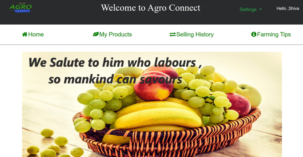 Agro Connect Farmers Ecommerce Portal - Farmers Homepage