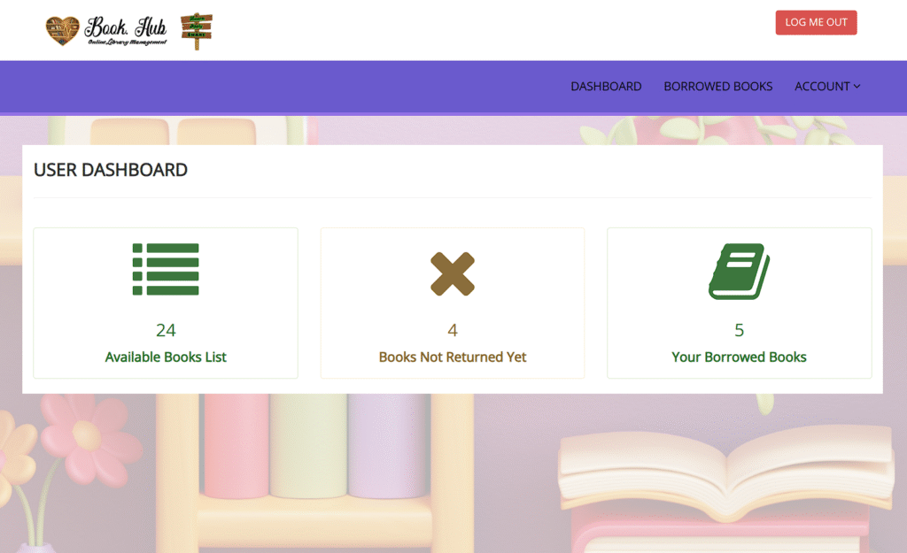 Library Management System - User Dashboard page