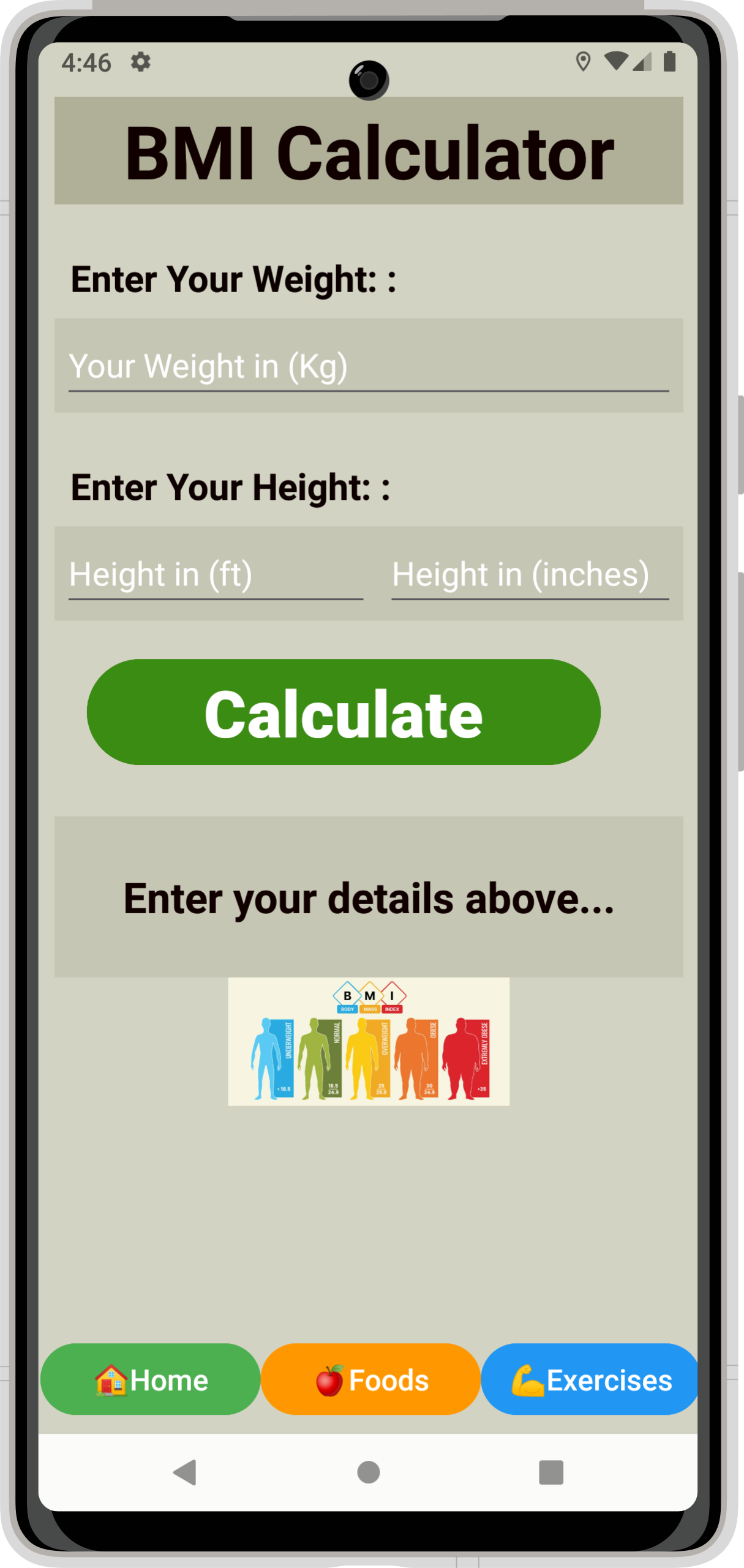 BMI Coach [Offline] - App Home Screen