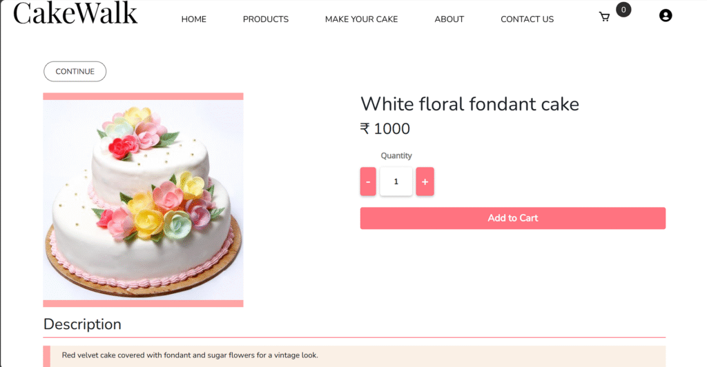 Cake Walk - Online Cake Shop System - Product Description Page