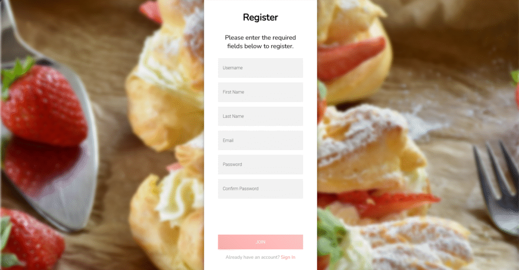 Cake Walk - Online Cake Shop System - Registration Page