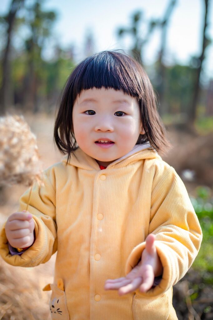 child, girl, cute, kid, young, childhood, portrait, asian, happy girl, nature, garden