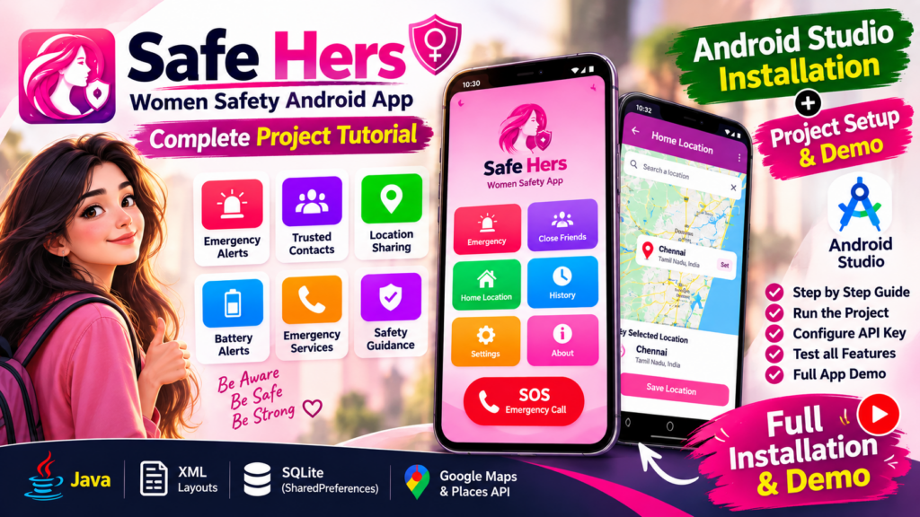 Safe Hers - Women Safety Android App uisng Java Post Thumbnail